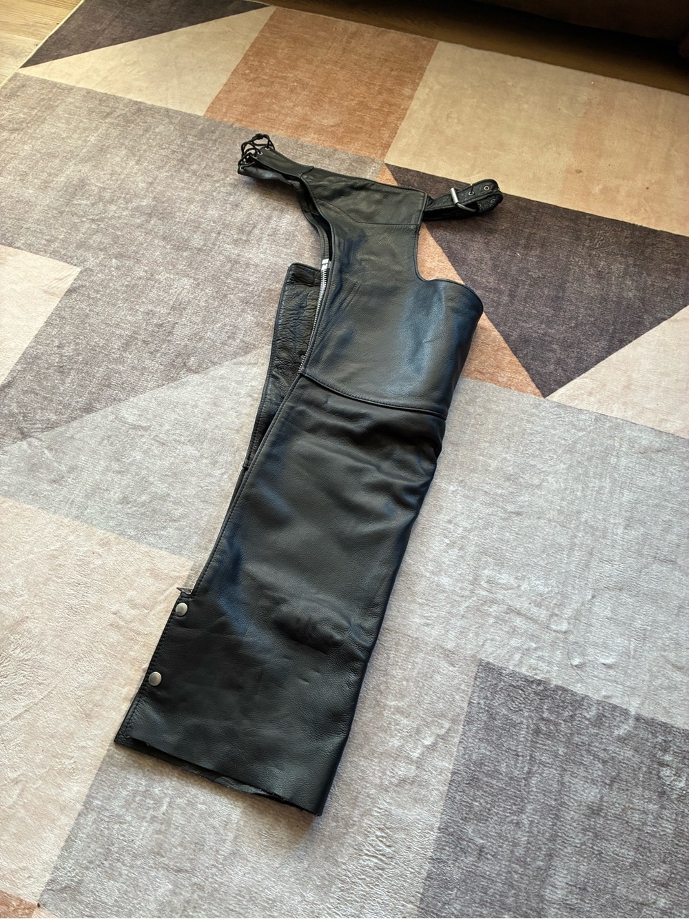 Steer brand Black Vintage Leather Biker Chaps - Size S